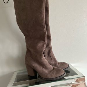 Brown Thigh High Heeled Boots